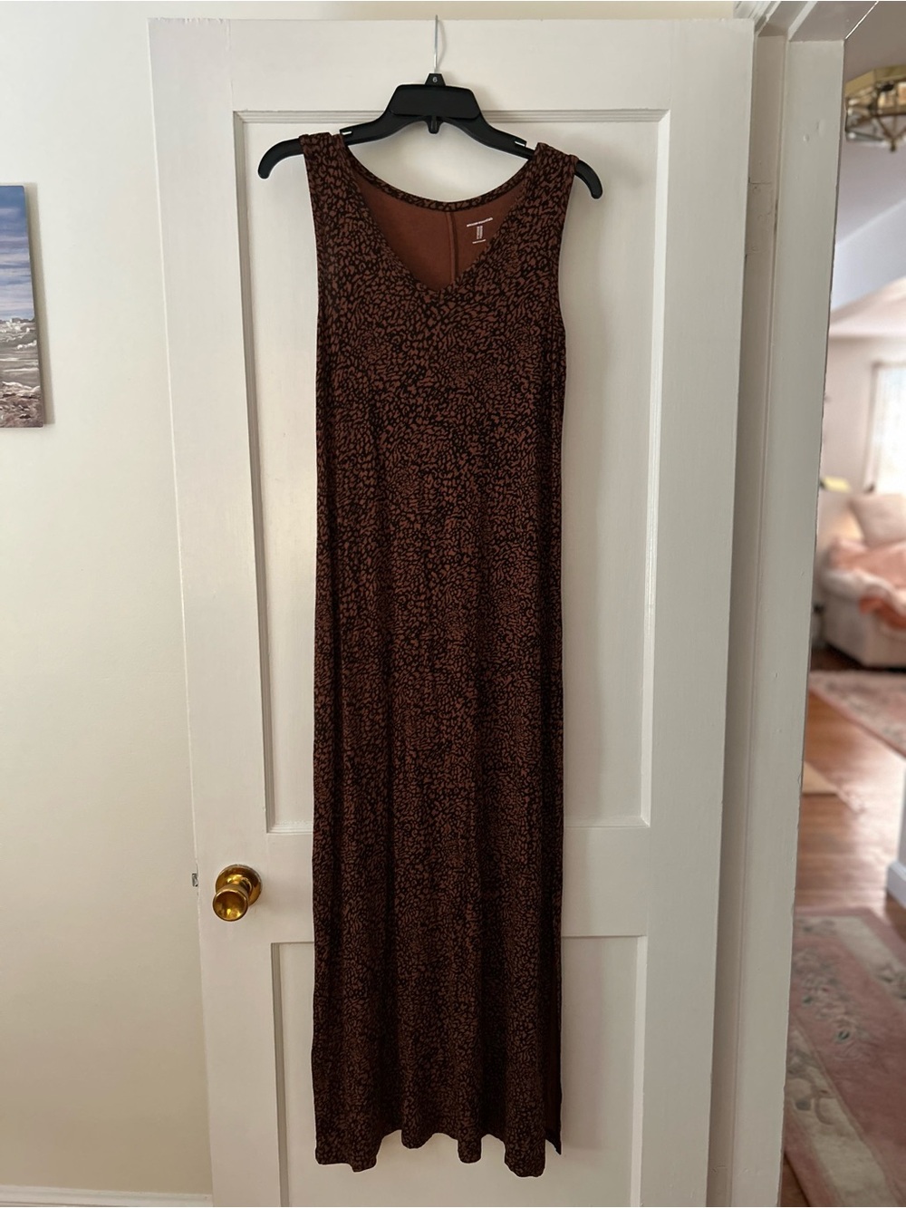 Amazon Essentials Brown Printed Sleeveless Maxi Dress
